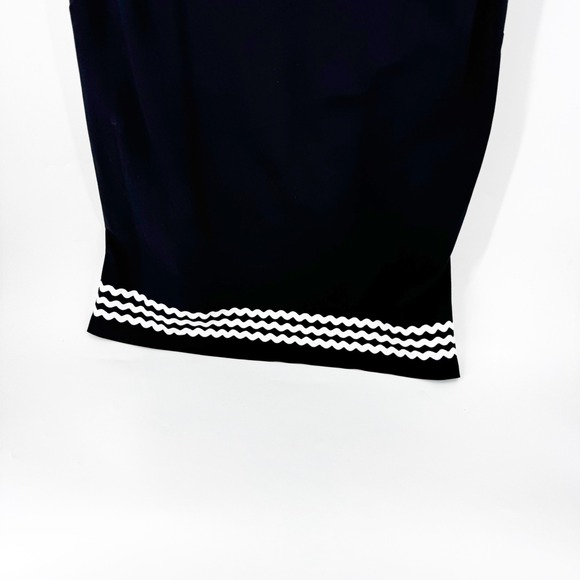 Talbots Black Ric Rac Trim Sleeveless Shift Dress Split Neck Plus 20W VN1953 - Picture 2 of 6